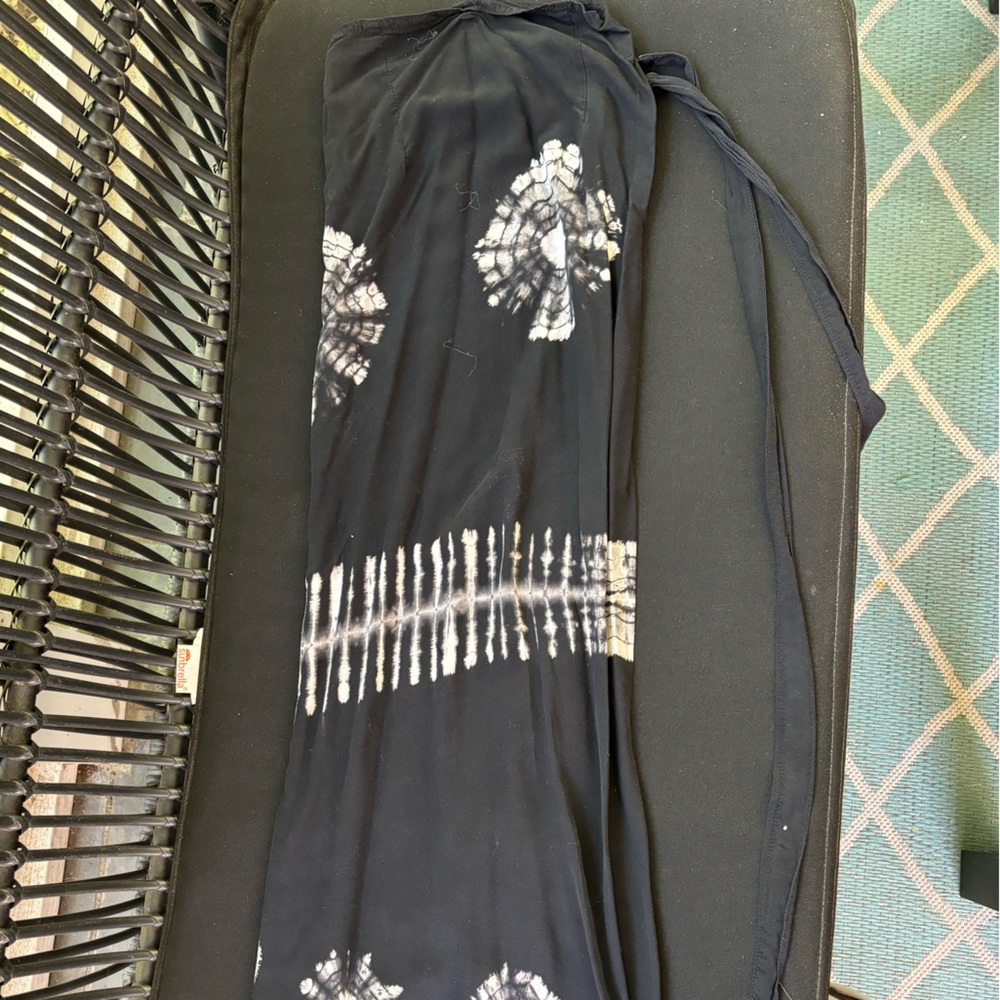 Black ankle length wrap skirt